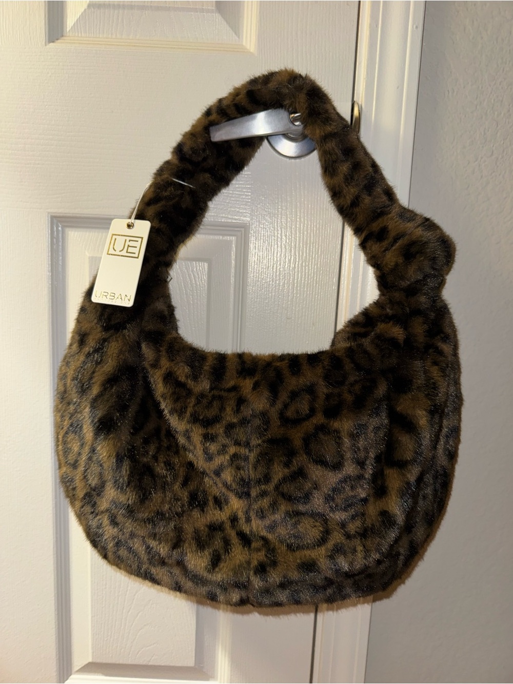 Urban Expressions Leopard Print Faux Fur Hobo Bag New with Tags
